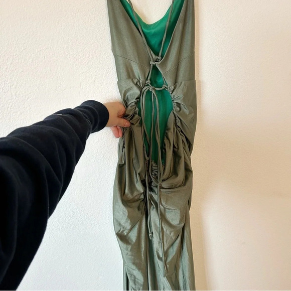La Scala Olive Green Back Lace-Up Mermaid Dress Gown #25925 Size L - Picture 8 of 8